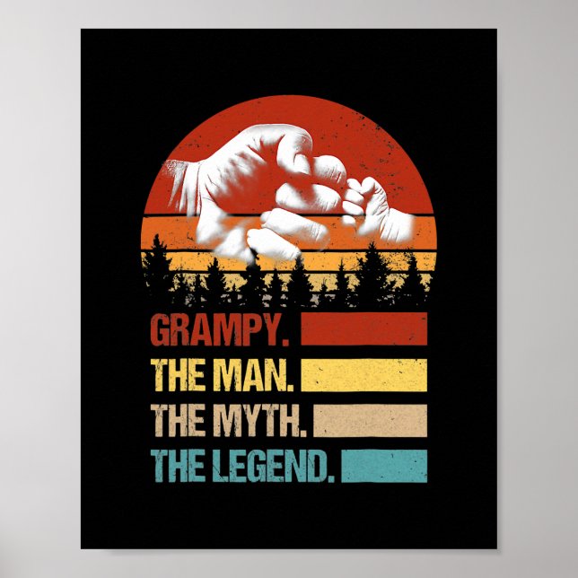 Affiche Grampy Man Myth Légende Papa Vintage Fist Bump (Devant)