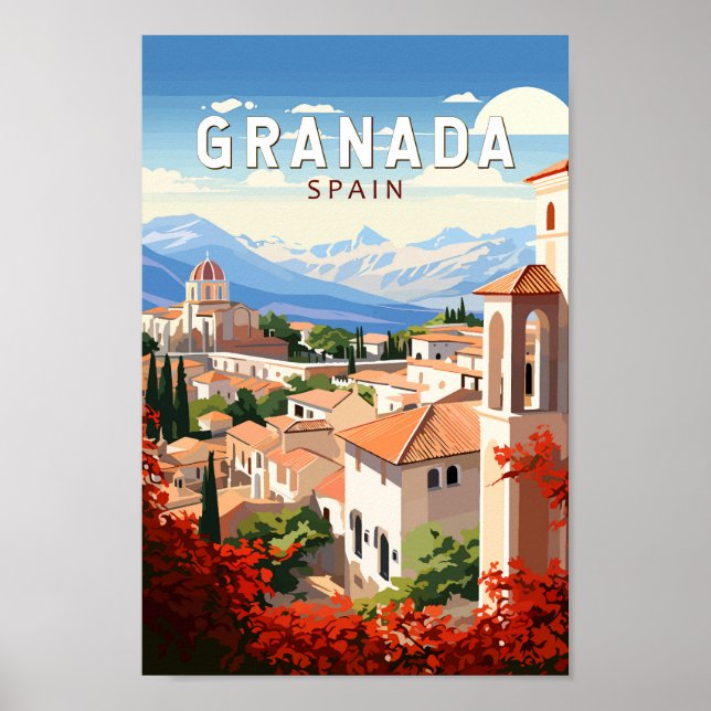 Affiche Granada Espagne Travel Art Vintage (Devant)