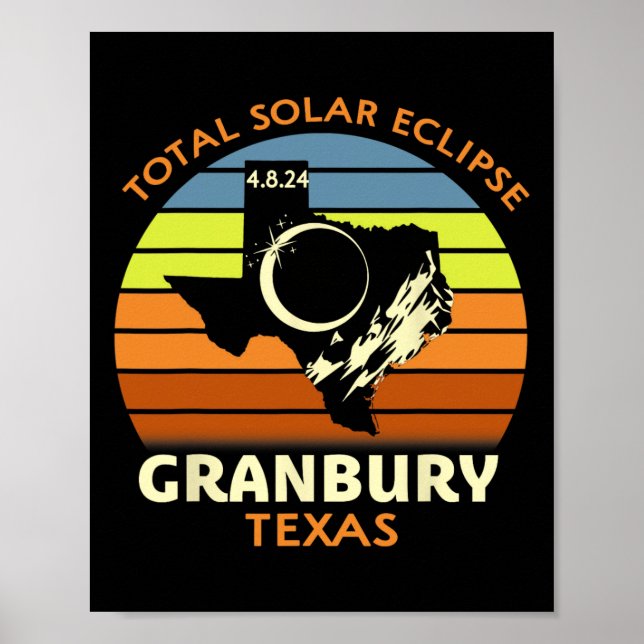 Affiche Granbury Texas Total Solar Eclipse 2024 (Devant)