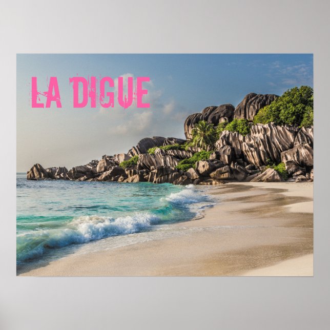 Affiche Grand Anse Seychelles La Digue Beach cadeau (Devant)