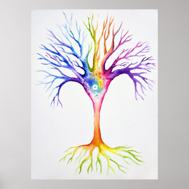 Affiche Grand arbre neuronal coloré (Devant)