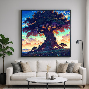 Affiche Grand Arbre - Style d'illustration dynamique paysa
