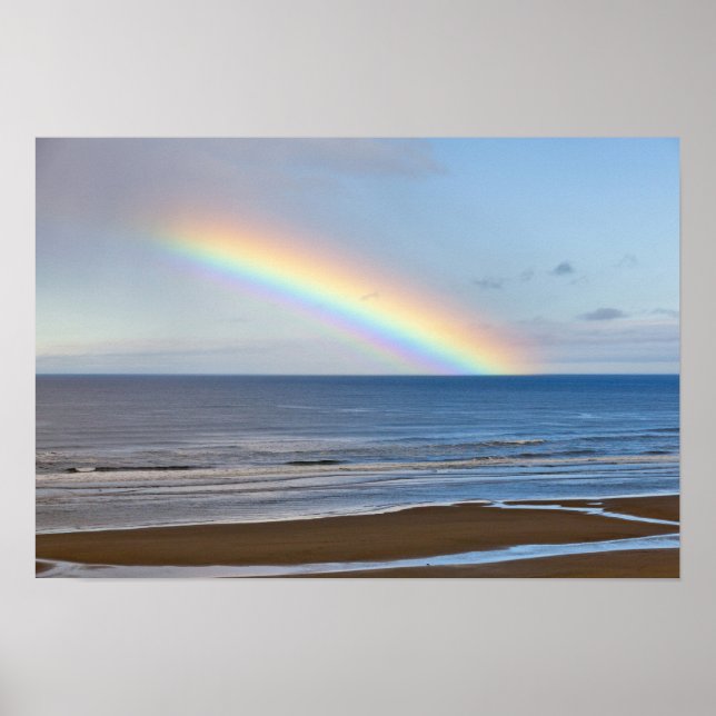 Affiche Grand arc-en-ciel sur l'océan Pacifique à (Devant)