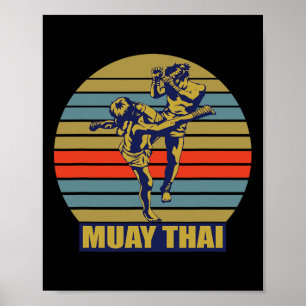 Affiche Grand artiste martial de kickboxing Muay Thai en T