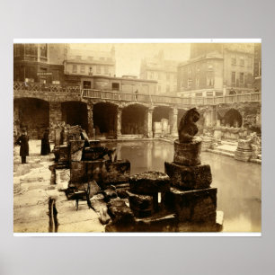 Affiche Grand Bath romain, Bath (photo de b/w)
