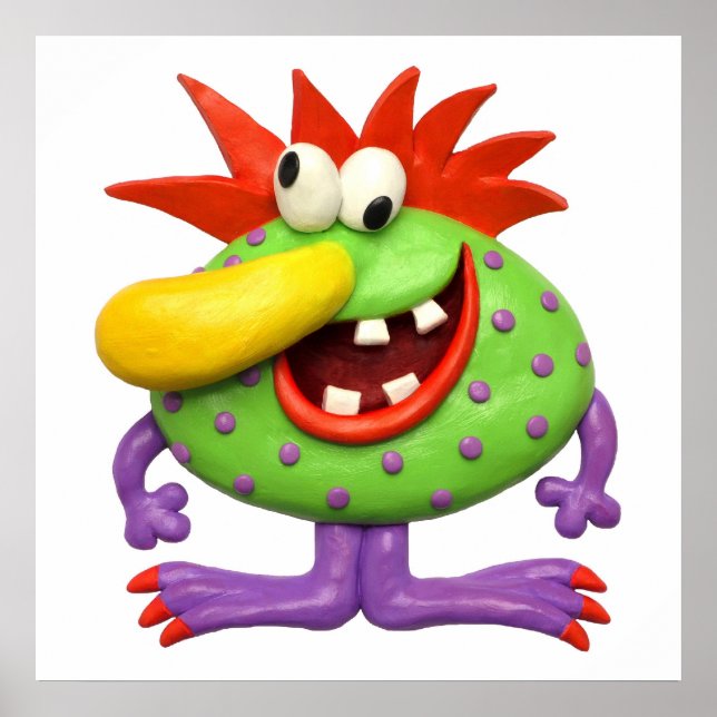 Affiche Grand bébé monstre jaune à gros nez Fête de Naissa (Devant)