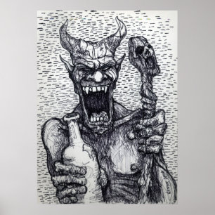 AFFICHE "GRAND BEELZEBUB DU MAUVAIS BOOZIN "