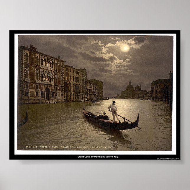 Affiche Grand Canal au clair de lune, Venise, Italie (Devant)