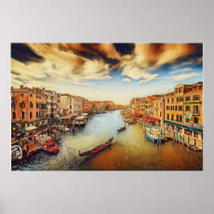 Affiche Grand canal de Venise avec gondoles