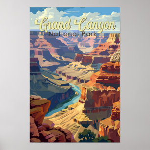 Affiche Grand Canyon National Park Illustration Travel Art