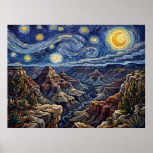 Affiche Grand Canyon Nuit étoilée Paysage Historique