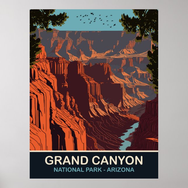 Affiche Grand Canyon, Parc National, Arizona, Voyage (Devant)