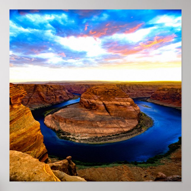 Affiche Grand Canyon Roches rouges et eau bleue Belle (Devant)