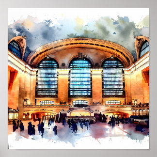 Affiche Grand Central Terminal Charme : Aquarelle Imprimer