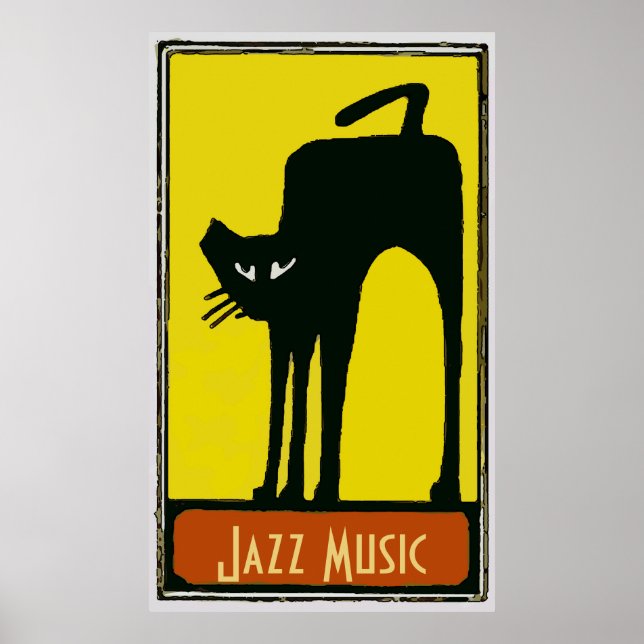 Affiche Grand Chat Noir, Musique Jazz, (Devant)