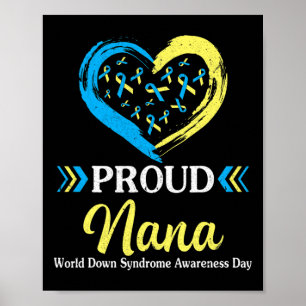 Affiche Grand Coeur Fière Nana Grand-mère Monde Syndrome A