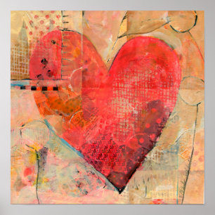 Affiche Grand Coeur heureux Mixte Media Art