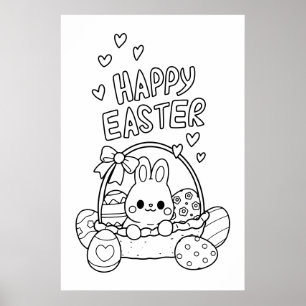 Affiche Grand coloriage de Pâques amusant-parfait pour les