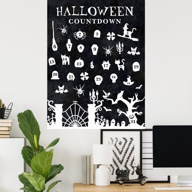 Affiche Grand compte à rebours d'Halloween (Bureau à domicile)