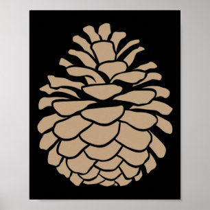 Affiche Grand cône d'arbre de pin forestier Camping Nature