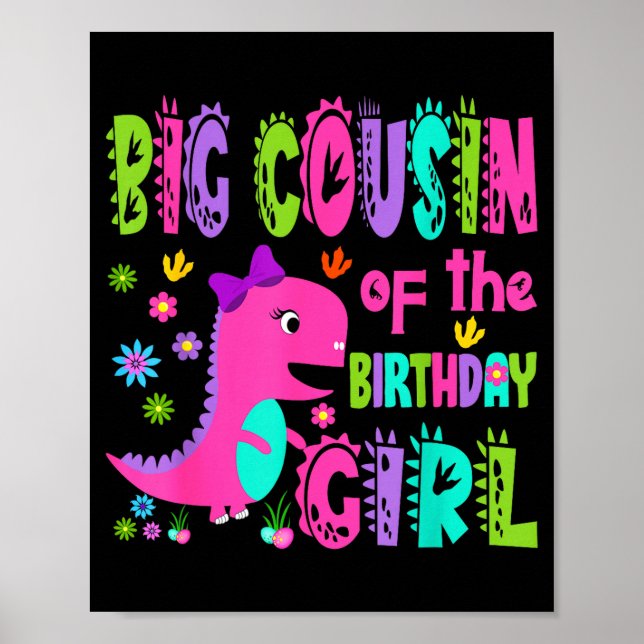 Affiche Grand cousin de la fille d'anniversaire saurus rex (Devant)
