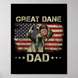 Affiche Grand Dane Papa Amoureux de les chiens Drapeau Amé