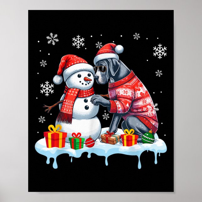 Affiche Grand Dane Sungles Sweer Build Snowman Xmas Owne (Devant)