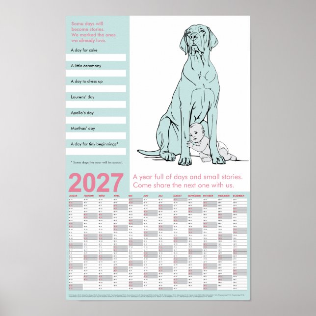Affiche Grand Danois Calendrier Message Caché 2027 (Devant)