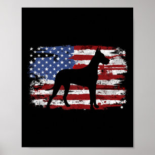 Affiche Grand Danois Drapeau Américain Vintage