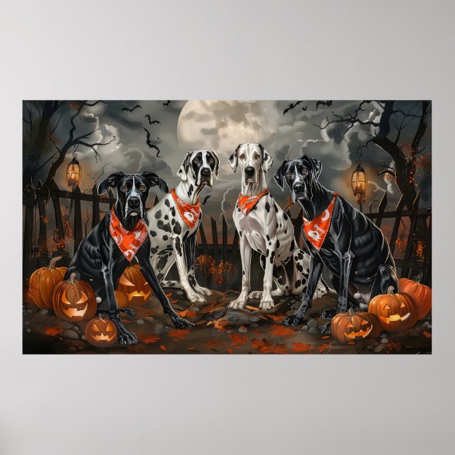 Affiche Grand Danois Halloween Épouvantable (Devant)