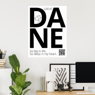 Affiche Grand Danois noir et blanc Minimal 