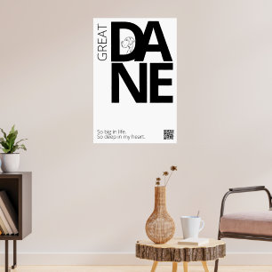 Affiche Grand Danois noir et blanc Minimal