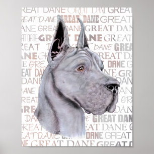 Affiche Grand Danois Show Colors Bleu