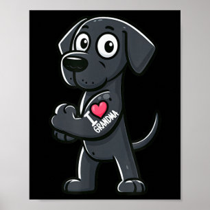 Affiche Grand Danse J'Aime Grand-Mère Funny Chien Tattoo