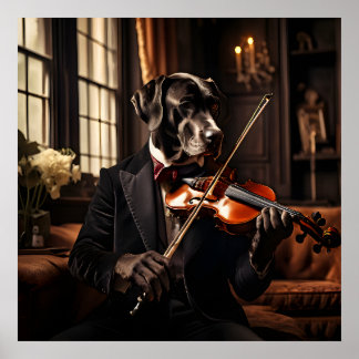 Affiche Grand Danse Jouer Violon Portrait Vintage
