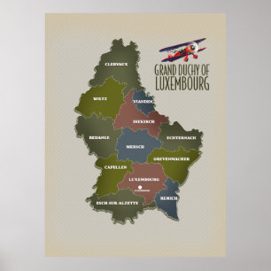 Affiche Grand-duché de Luxembourg carte