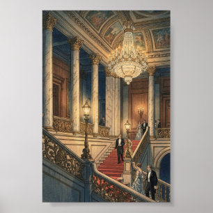 Affiche Grand Escalier au Théâtre Estampe Japonaise sur Bo