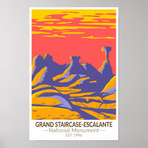 Affiche Grand Escalier Escalante Monument National Utah