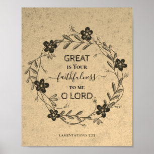 Affiche GRAND EST VOTRE FIDÈLE Floral Rustic Christian