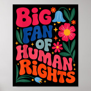 Affiche Grand fan des droits de l'homme Boho floral