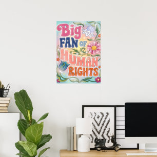 Affiche Grand Fan des Droits de l'Homme Citation Florale R