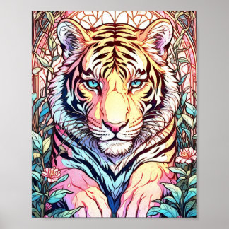 Affiche Grand floral Tiger Surreal Paining Imprimer