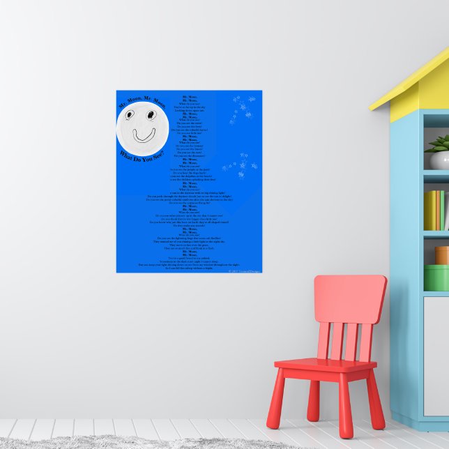 Affiche grand format Poème pour enfants Lune Étoil (Pépinière 1)