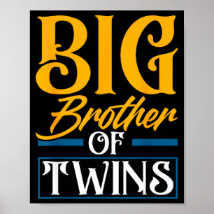 Affiche Grand frère de jumeaux Nouveau frère Frère et soeu