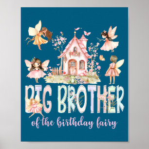 Affiche Grand frère de la fille fée d'anniversaire Magique