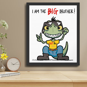 Affiche Grand frère Happy Green Dinosaur dessin
