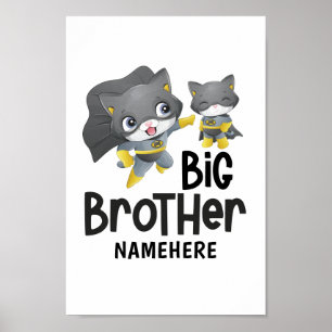 Affiche Grand Frère Super-héros Chat Nom personnalisé