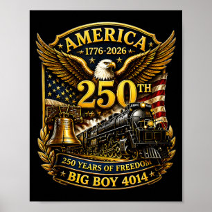 Affiche Grand Garçon 4014 Train Usa 250e Anniversaire Patr