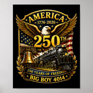 Affiche Grand Garçon 4014 Train Usa 250e Anniversaire Patr