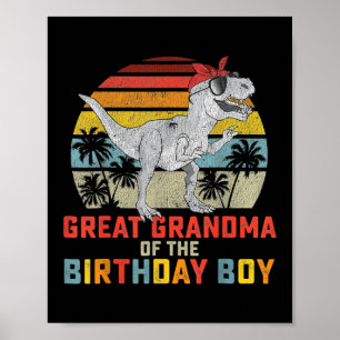 Affiche Grand Grand-Mère Dinosaure Du Garçon D'Anniversair